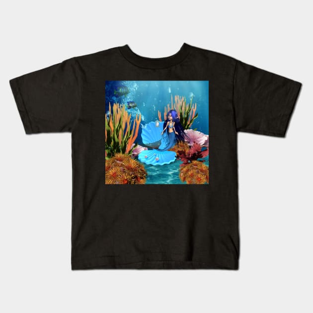 Little mermaid in the deep ocean Kids T-Shirt by Nicky2342